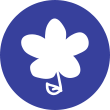 icono de flor sobre fondo azul