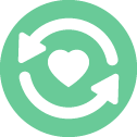 ícono de flechas con corazón en el medio