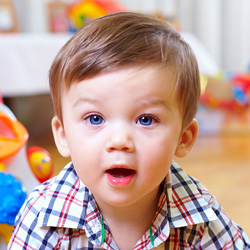 little boy looking at camera
