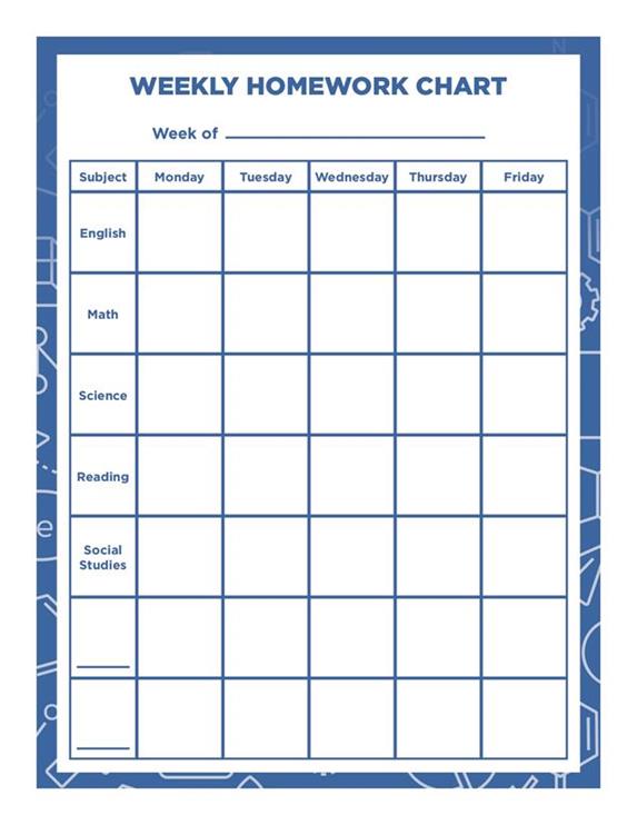 homework schedule chart